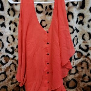 🌸 Orange Button-down Top